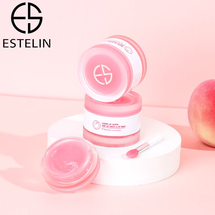 ESTELIN Peach Sugar Exfoliating and Hydrating 3 in 1 Lip Care Set